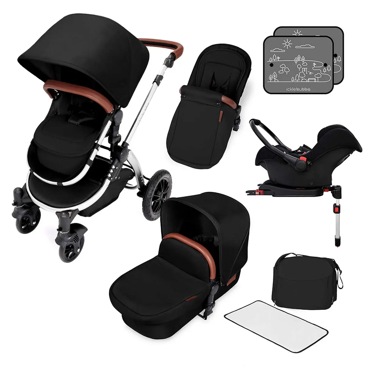 Ickle Bubba Stomp V4 Galaxy Travel System With Base Chrome/Midnight 1
