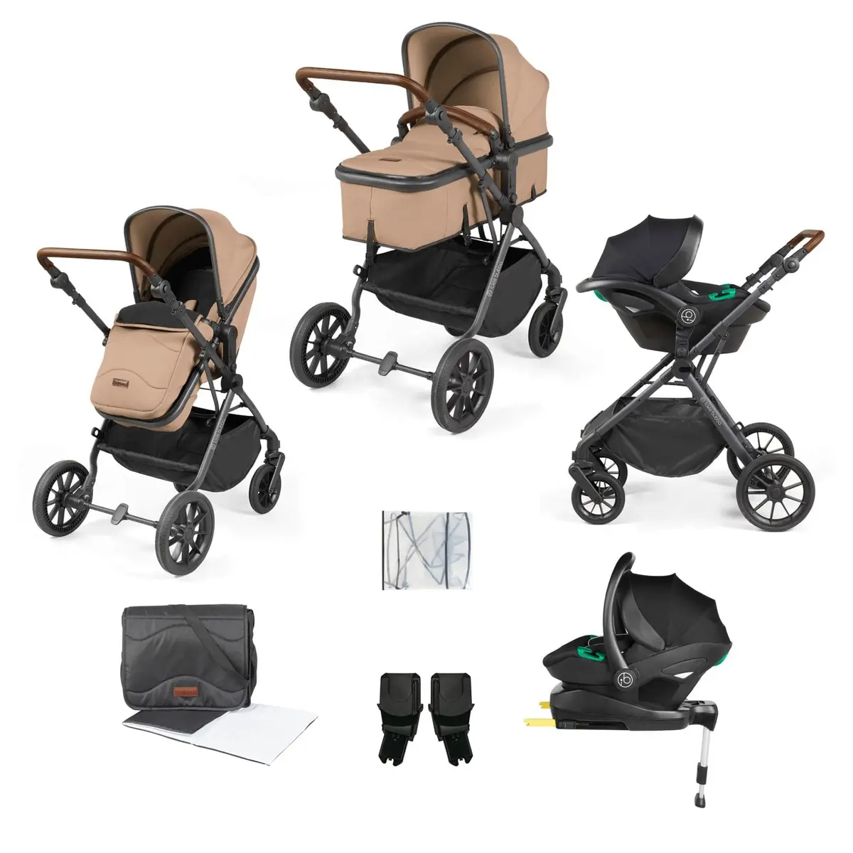 Ickle Bubba Cosmo All-In-One I-Size Travel System With Isofix Base - Gun Metal/Desert 1