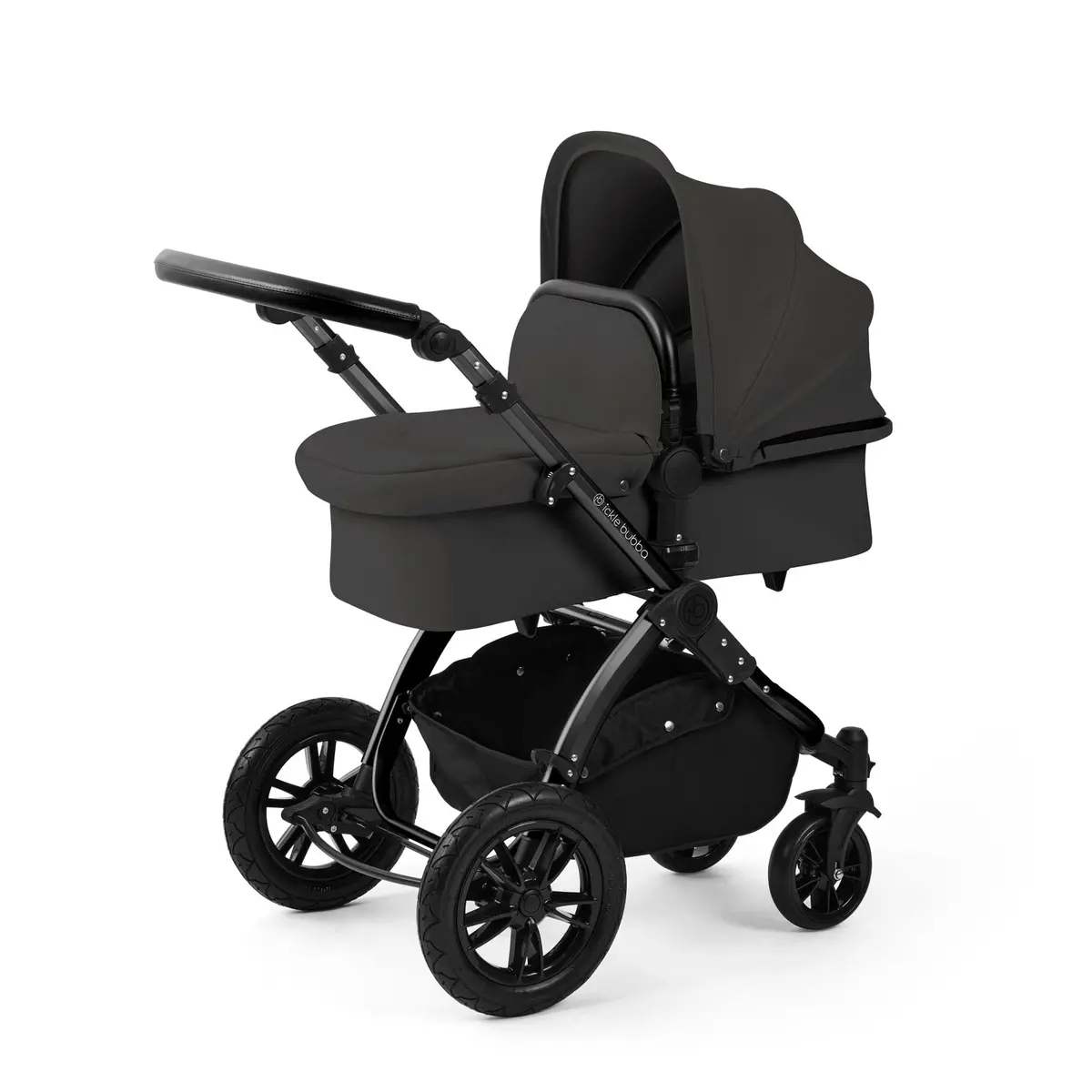 Ickle Bubba Stomp Luxe 12 Piece Travel System With I-Size Nimbus Car Seat & Spin Isofix Base - Charcoal Grey 2