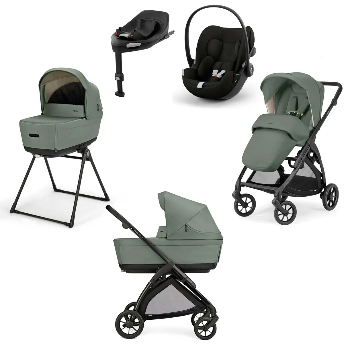 Inglesina Electa Quattro Cybex Travel System - Murray Green 1