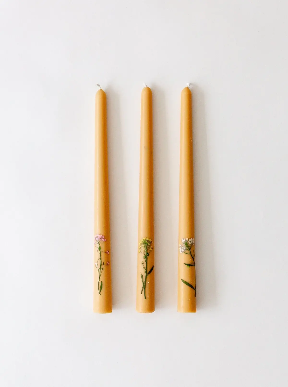 Inlaid Floral Taper Candles | Set Of 3 1