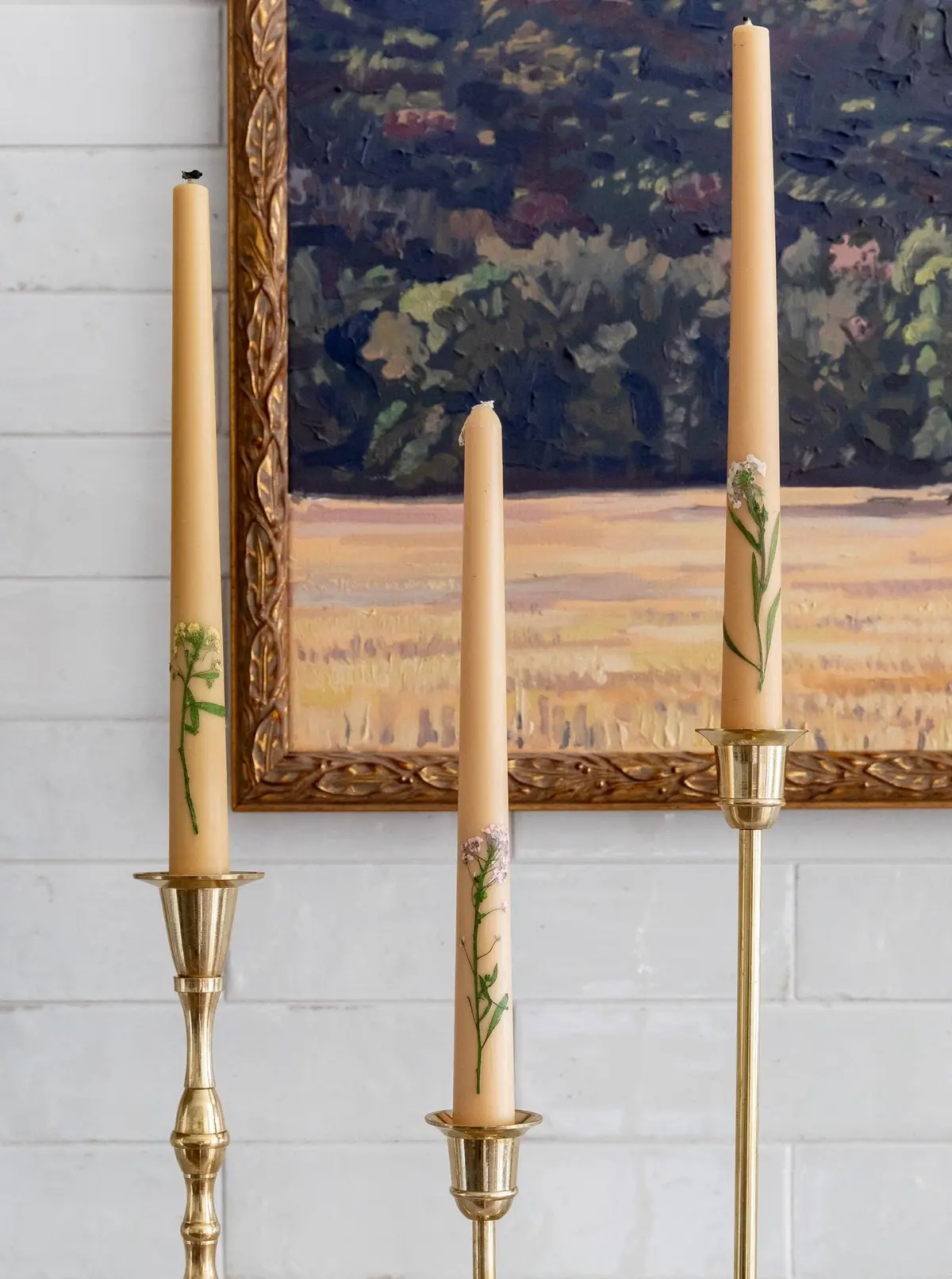 Inlaid Floral Taper Candles | Set Of 3 2