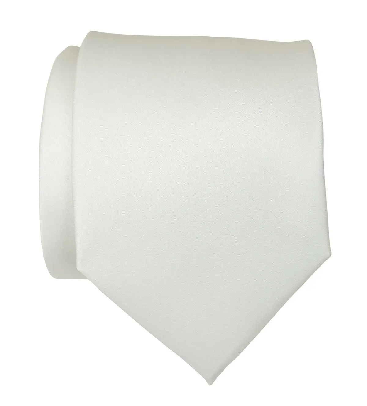 Ivory Necktie. Light Grey Solid Color Satin Finish Tie, No Print 1