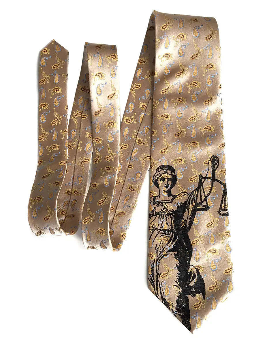 Scales Of Justice Tie, Limited Edition Pale Gold Luxe Silk 1