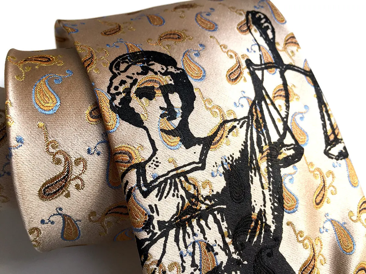 Scales Of Justice Tie, Limited Edition Pale Gold Luxe Silk 2