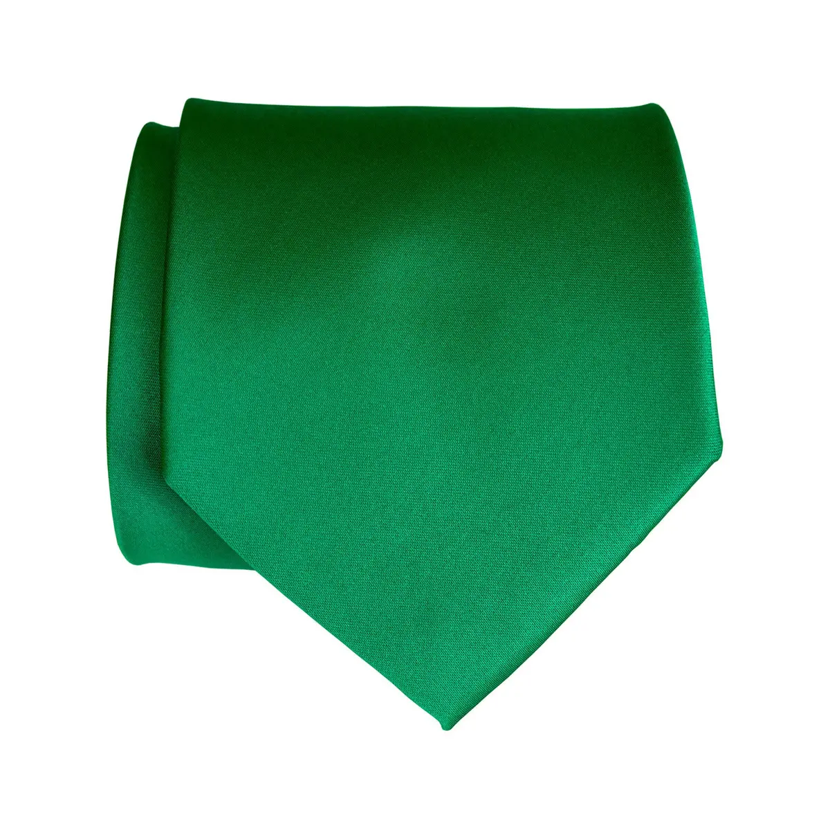 Kelly Green Necktie. Medium Green Solid Color Satin Finish Tie, No Print 1