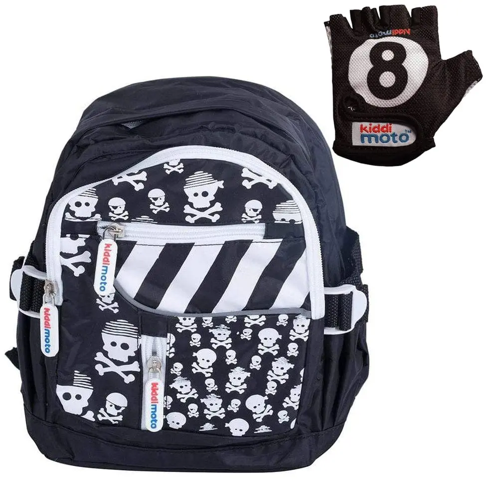 Kiddimoto Back Pack Small Skullz With 8 Ball Gloves 1