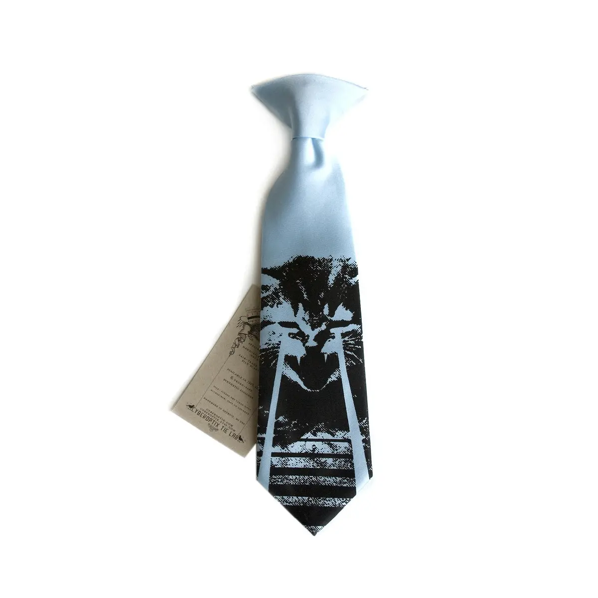 Angry Laser Kitten Kids Tie. Boys Clip-On Cat Necktie. 1