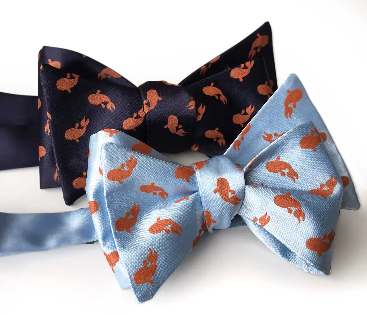 Koi Bow Tie, Tiny Goldfish Print Tie 1