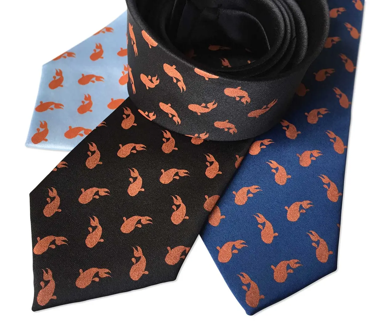 Koi Print Necktie, Tiny Koi Goldfish Print Tie 5