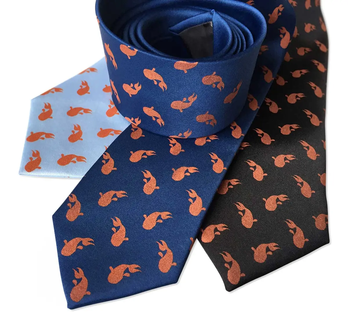 Koi Print Necktie, Tiny Koi Goldfish Print Tie 1