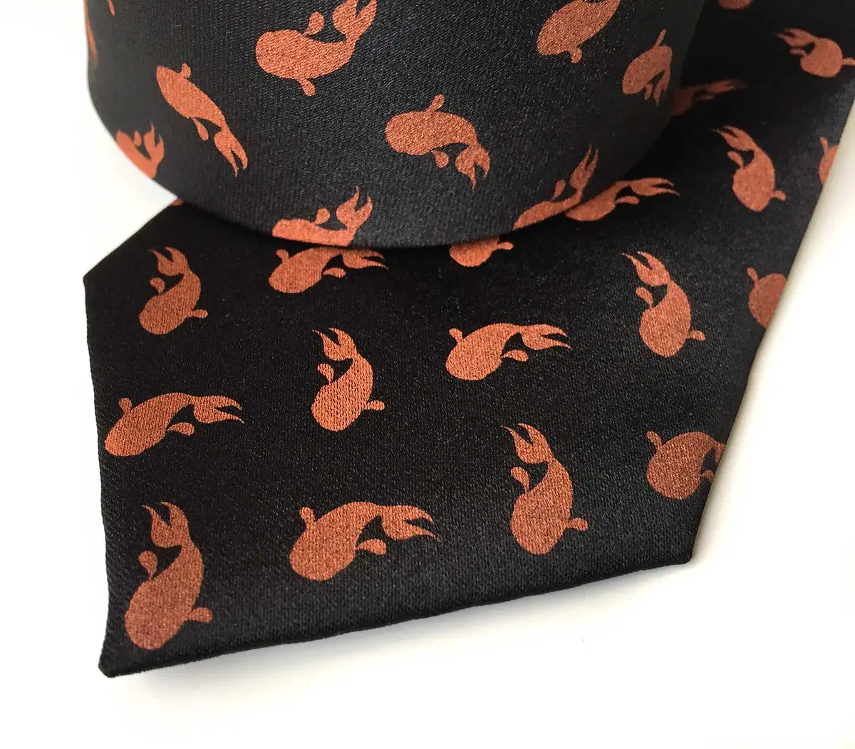 Koi Print Necktie, Tiny Koi Goldfish Print Tie 6
