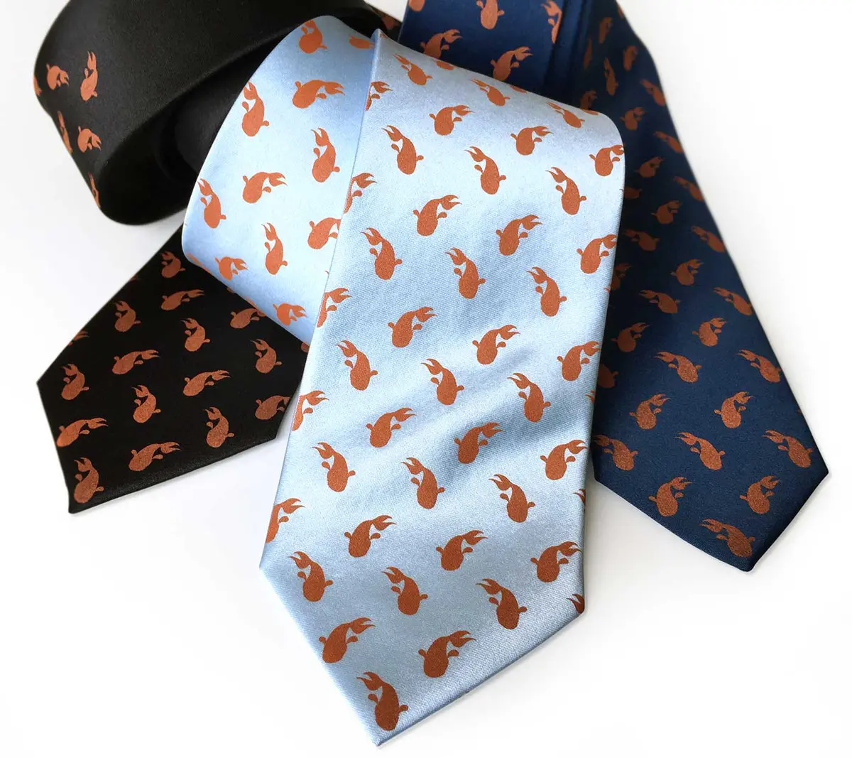 Koi Print Necktie, Tiny Koi Goldfish Print Tie 8