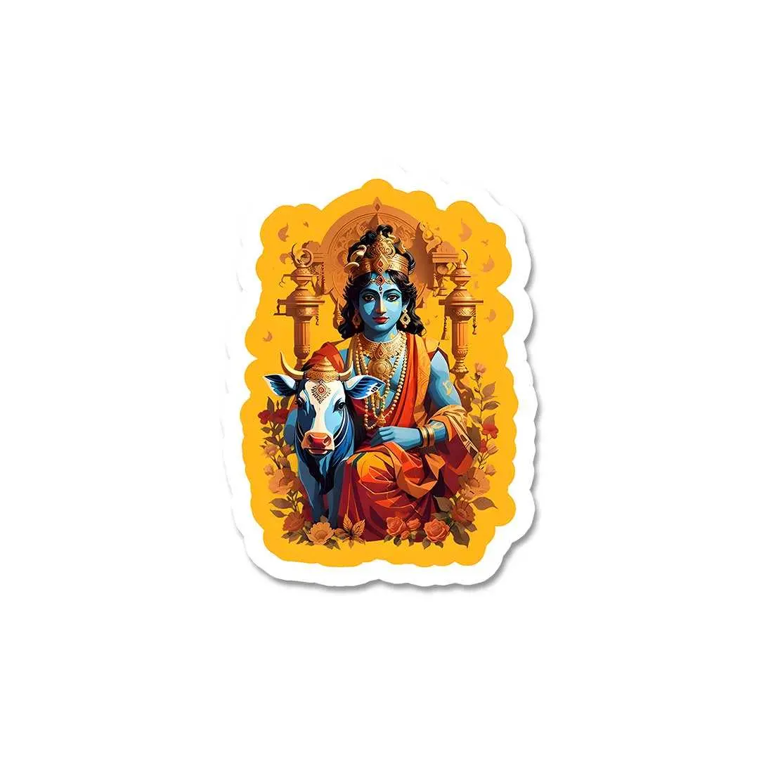 Krishna And Cow Sticker 2