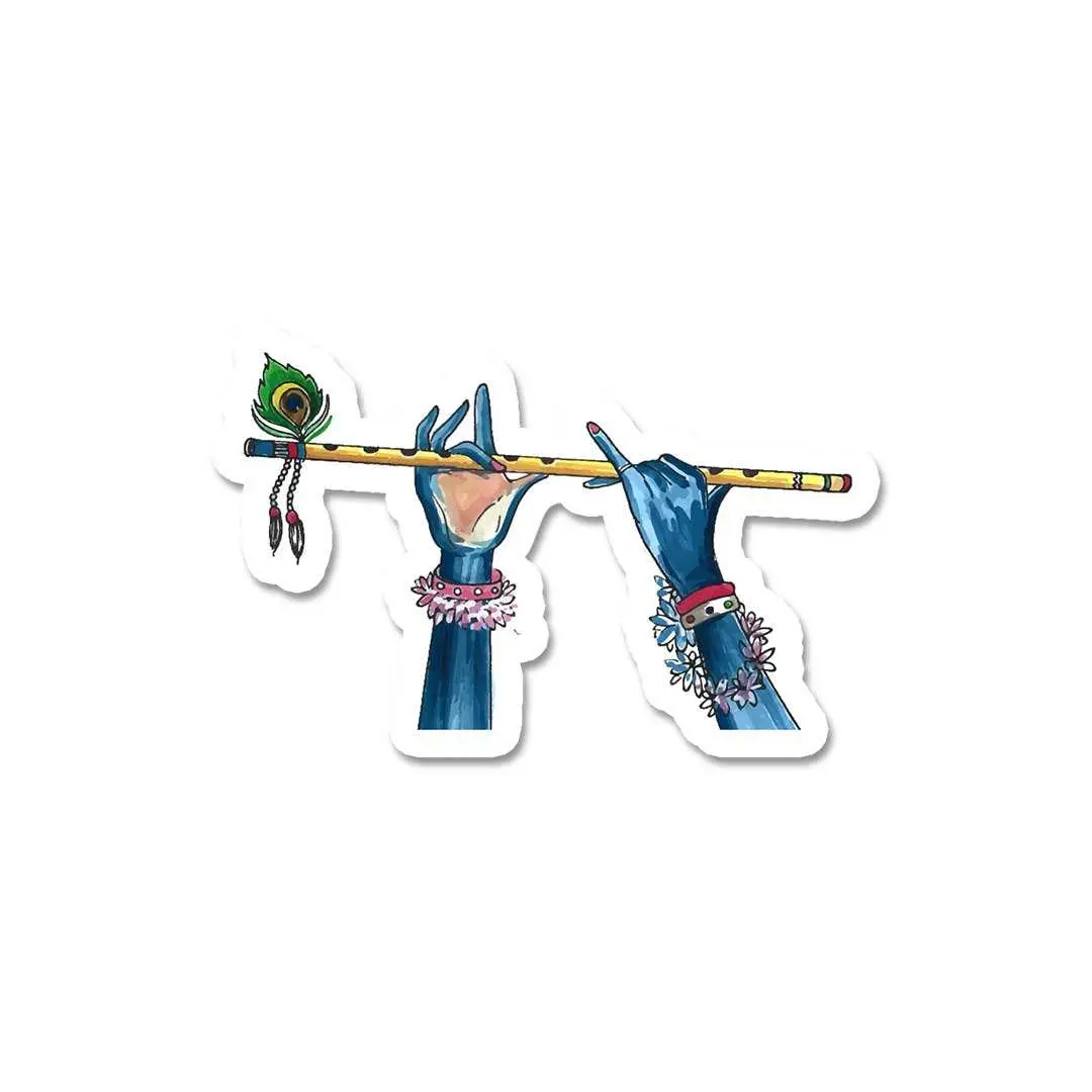 Krishna Hand With Flute Sticker 1