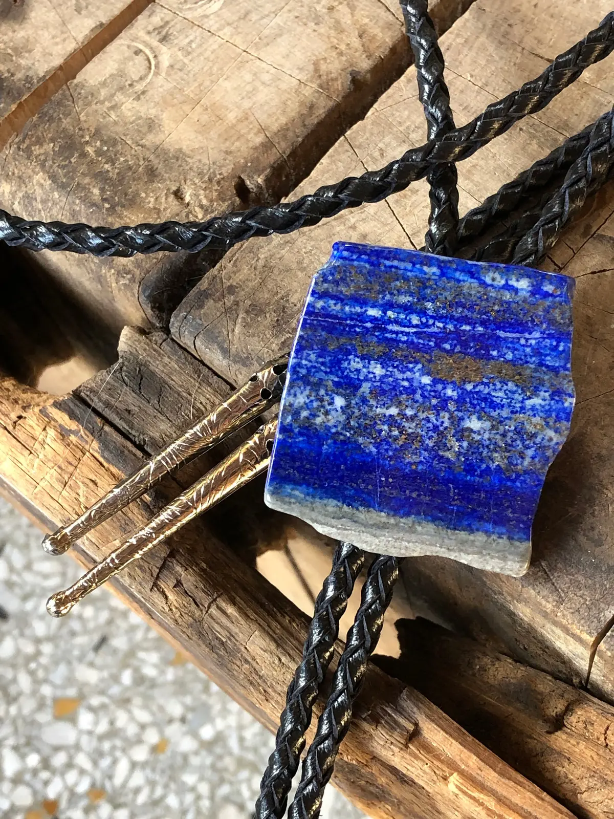 Lapis Lazuli Bolo Tie, Blue Gemstone Western Tie 1