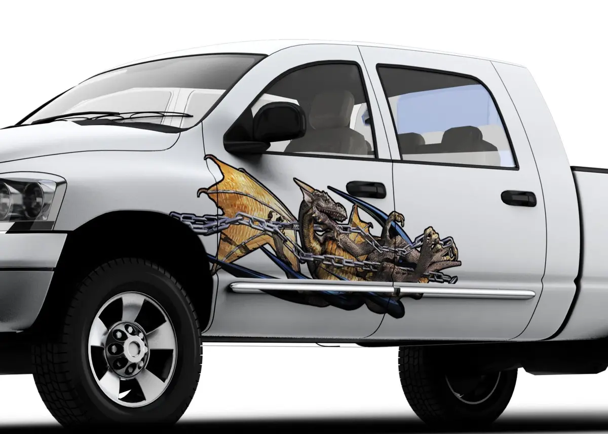 Chained Dragon Vinyl Decal – Set Of 2 For Trucks & Semis 1