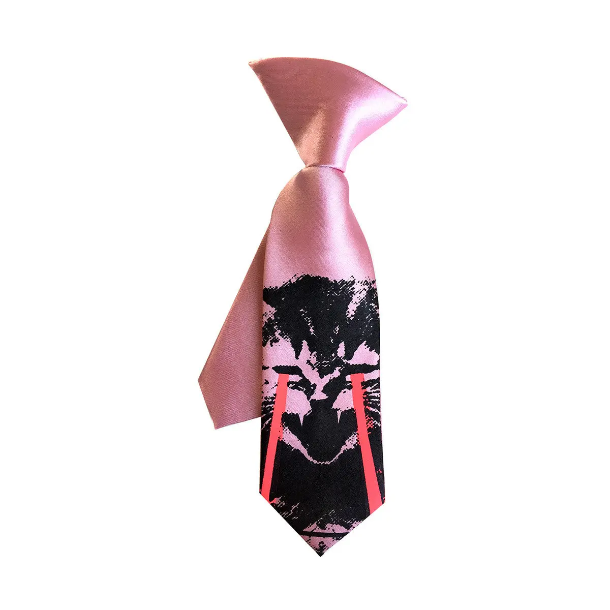 Angry Raving Laser Kitten Kids Tie. Boys Clip-On Cat Necktie, Glowing Eyes. 1