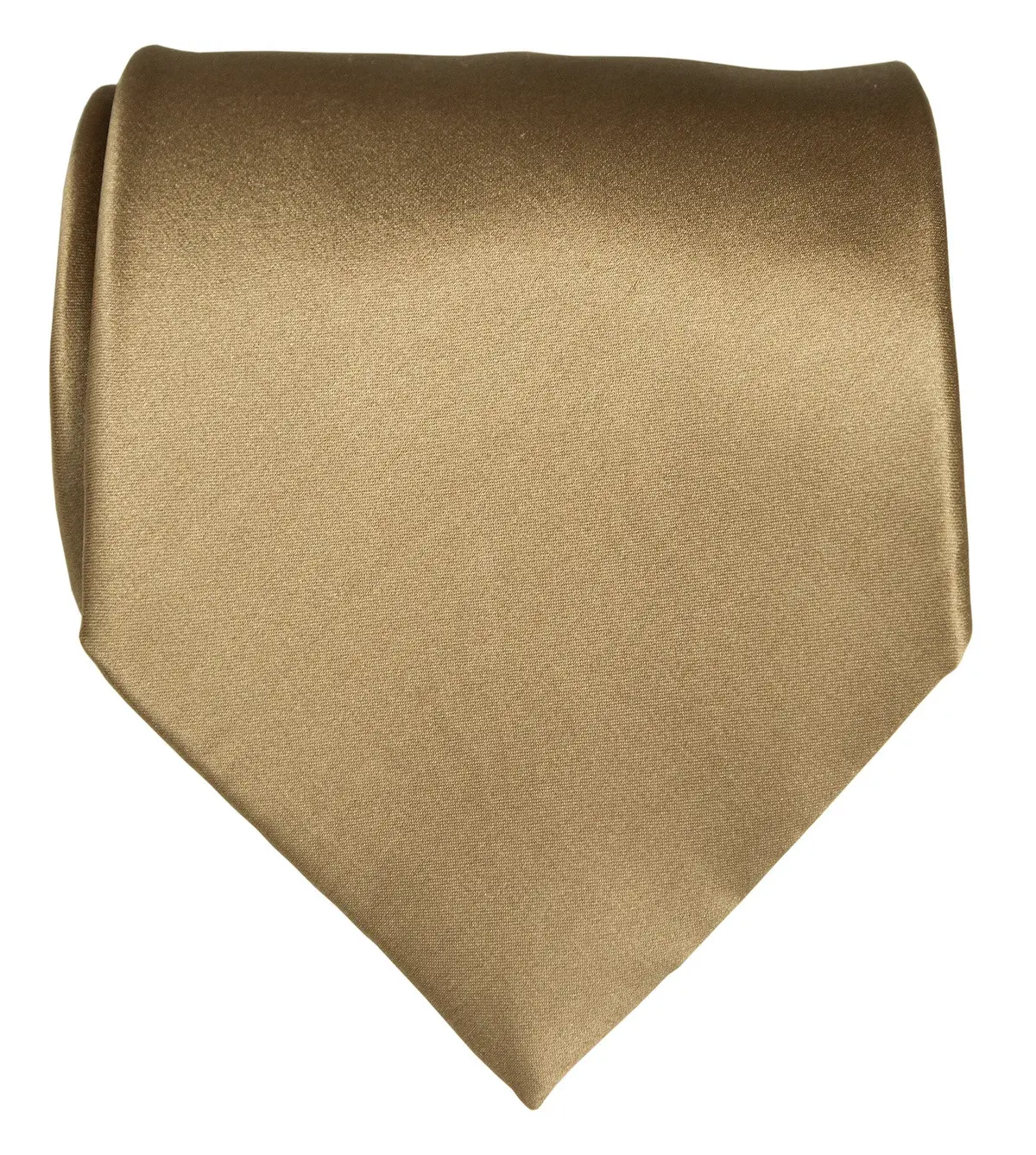 Latte Necktie. Tan Solid Color Satin Finish Tie, No Print 1