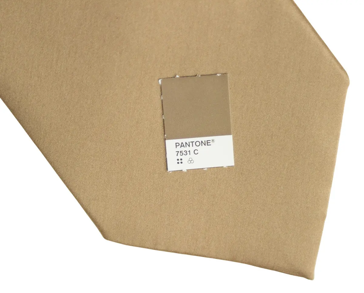 Latte Necktie. Tan Solid Color Satin Finish Tie, No Print 2