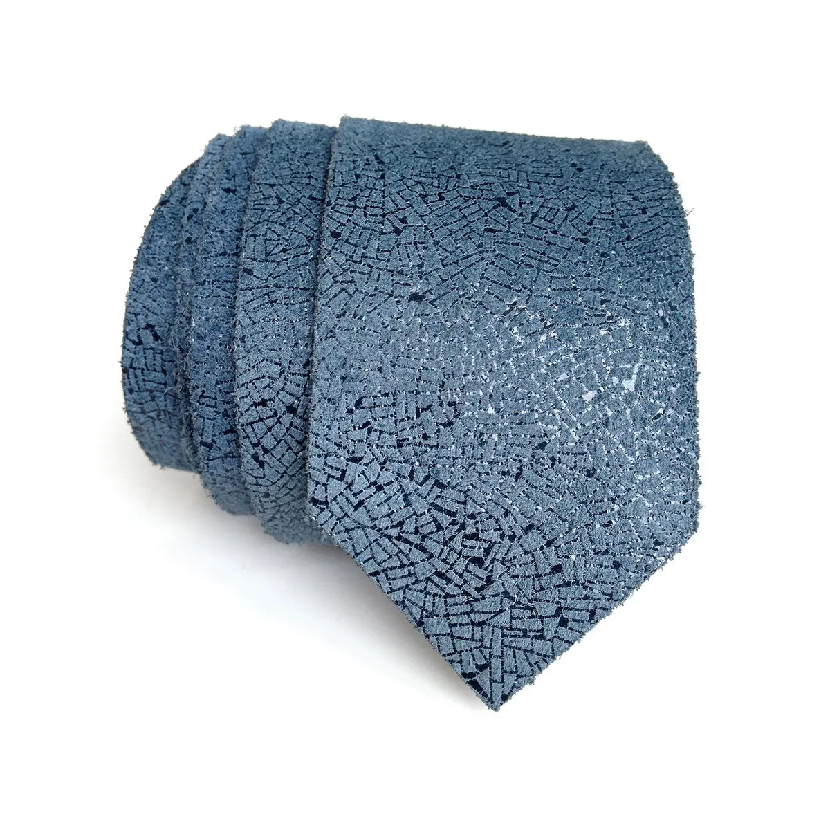 Blue Shatter Foiled Leather Necktie 1