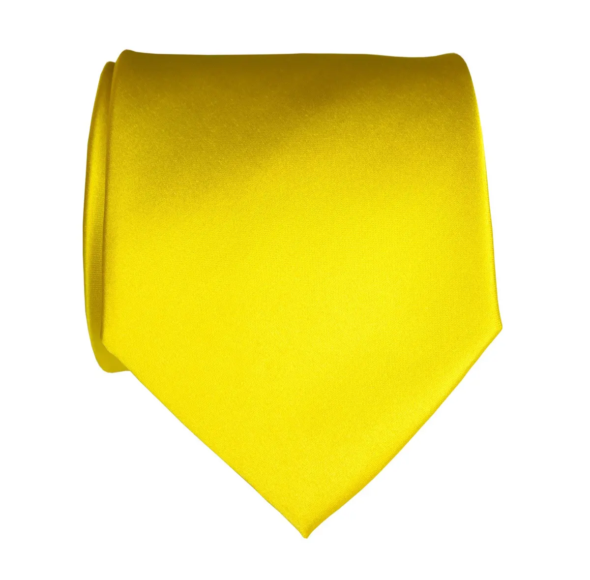 Lemon Yellow Necktie. Solid Color Satin Finish Tie, No Print 1