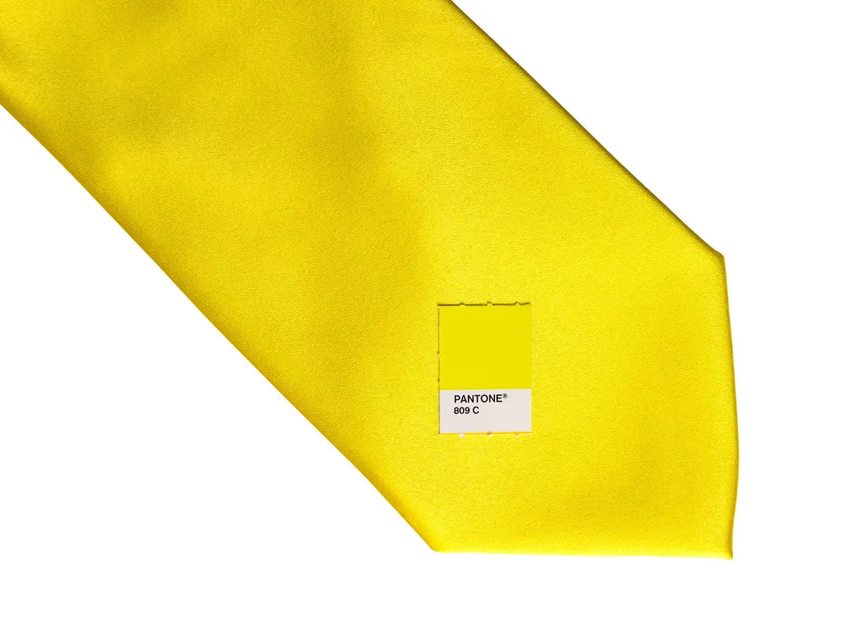 Lemon Yellow Necktie. Solid Color Satin Finish Tie, No Print 2