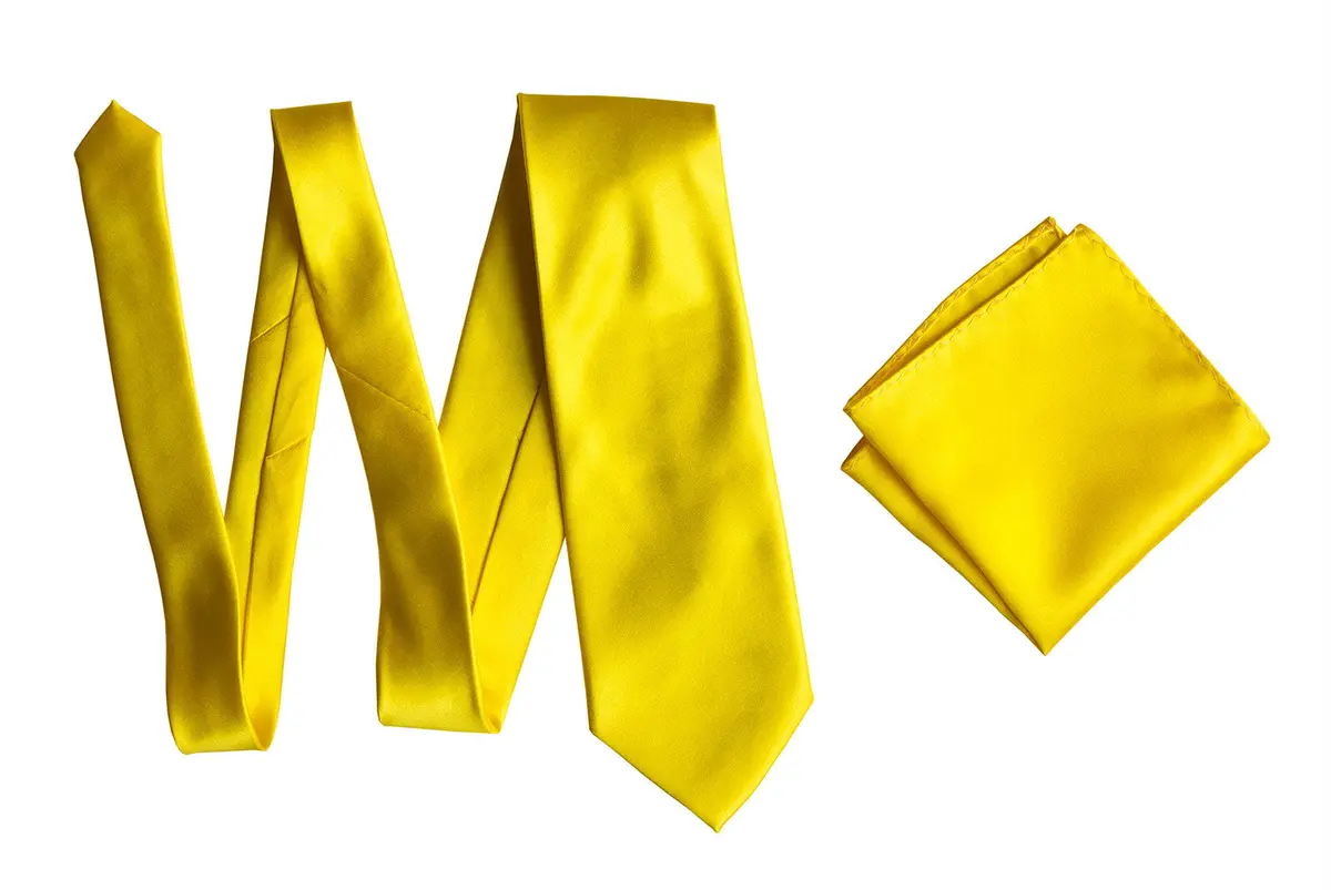 Lemon Yellow Necktie. Solid Color Satin Finish Tie, No Print 6