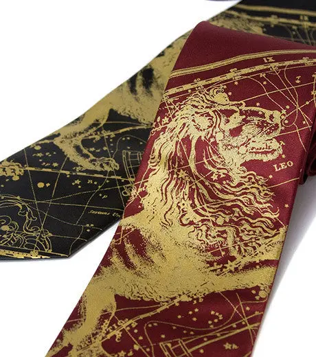 Leo Necktie, The Lion. Zodiac Constellation Star Chart Tie 1