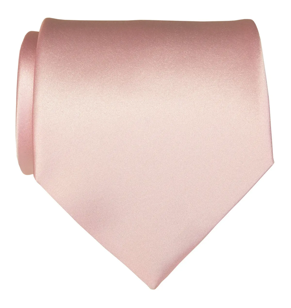 Light Pink Necktie. Solid Color Satin Finish Tie, No Print 1