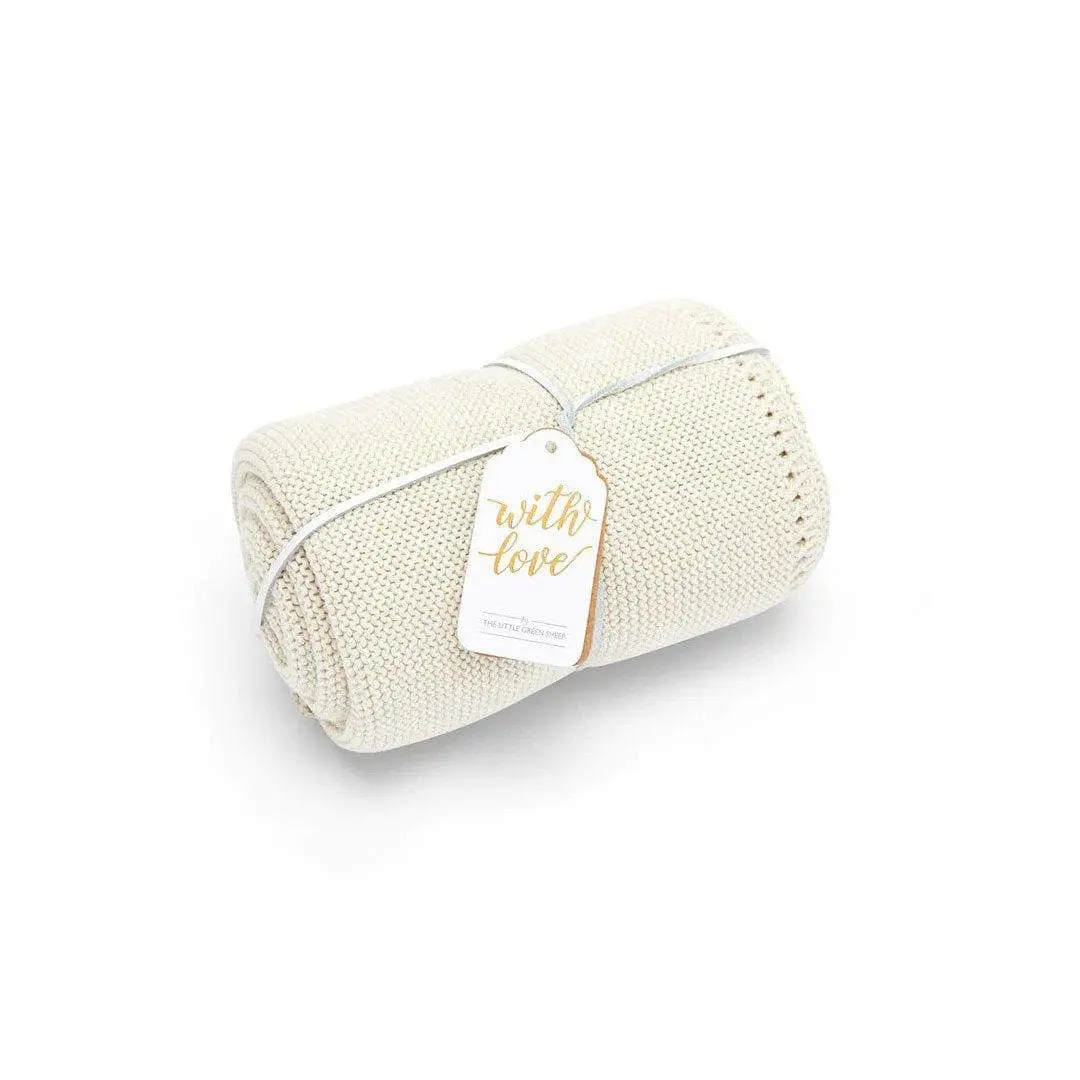 Little Green Sheep Organic Cellular Blanket - Linen 1