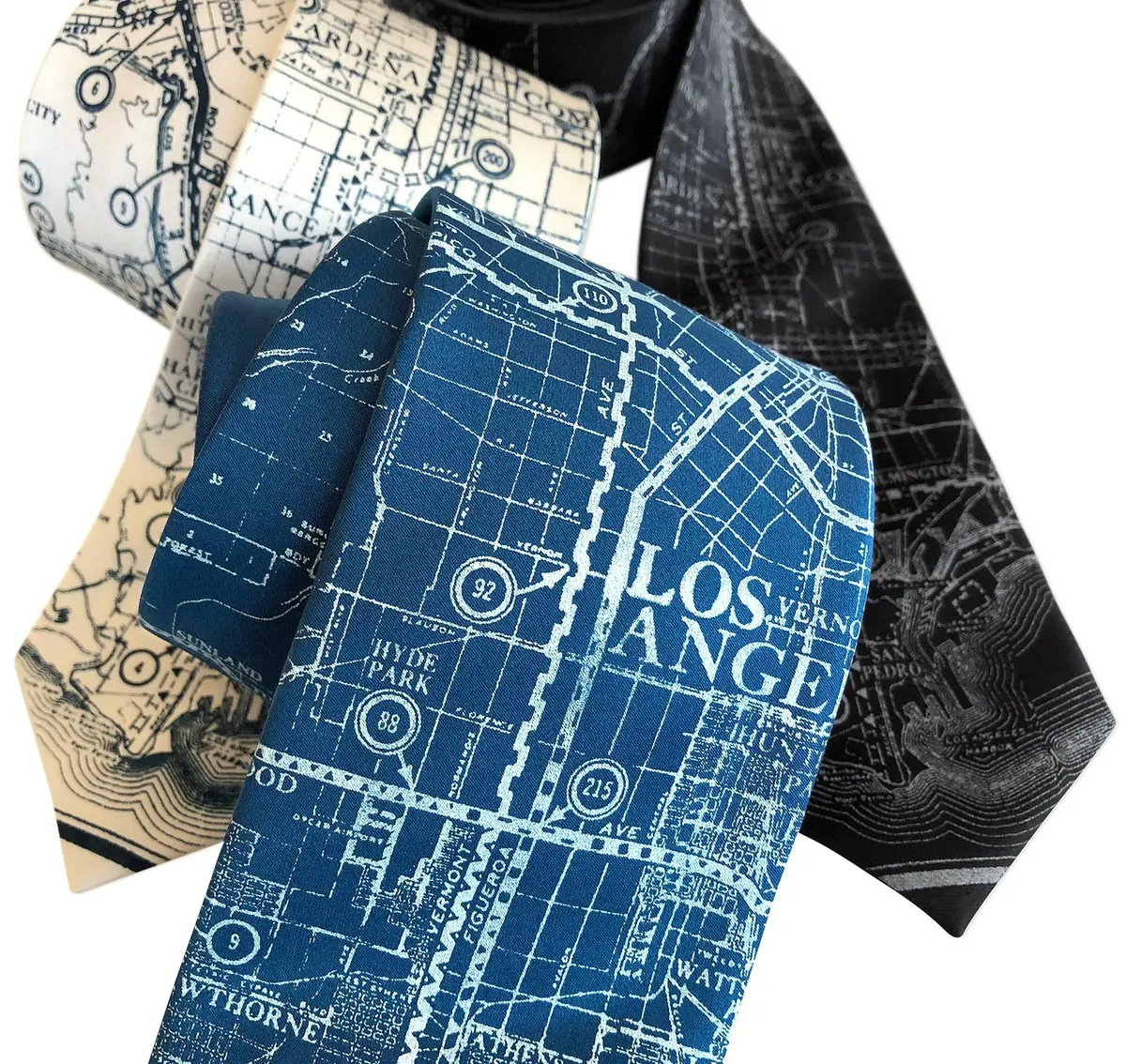 Los Angeles Map Necktie. Old California Map Print Tie 1