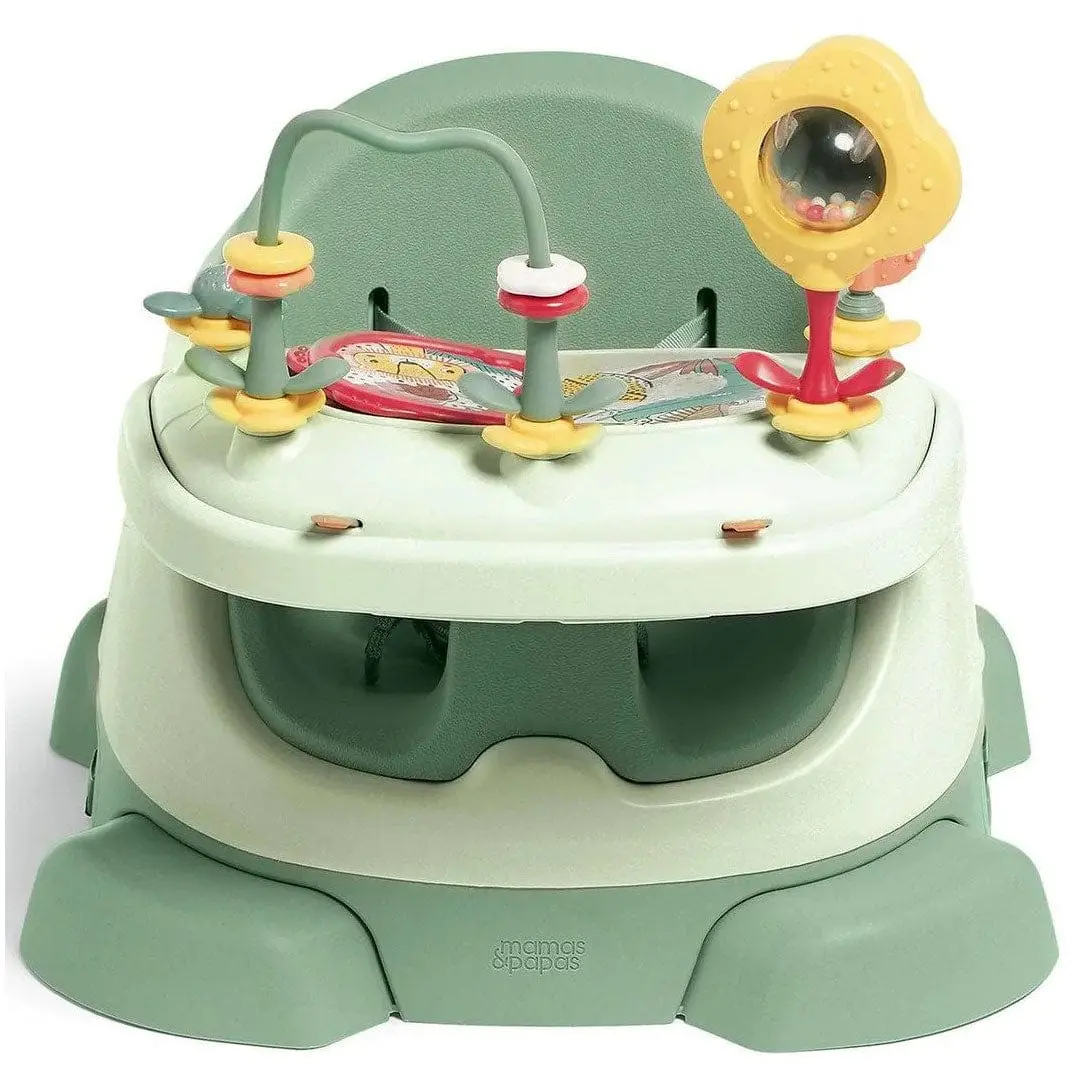 Mamas & Papas Bug 3-In-1 Floor & Booster Seat With Activity Tray - Eucalyptus 1