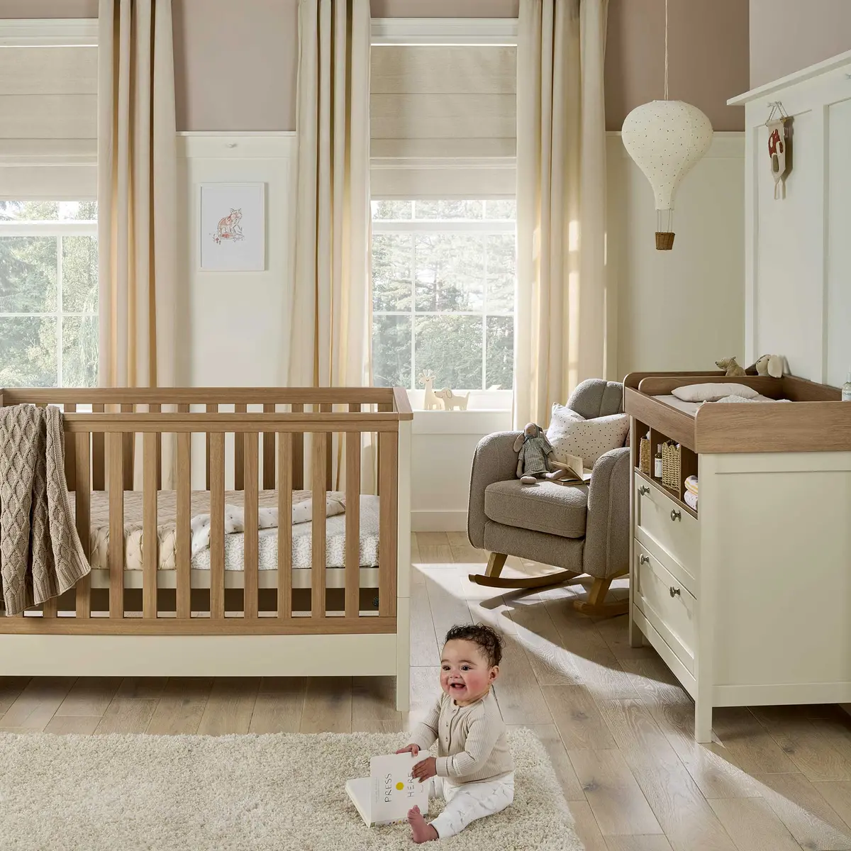 Mamas & Papas Harwell 2 Piece Cotbed & Dresser Roomset - Cashmere 1