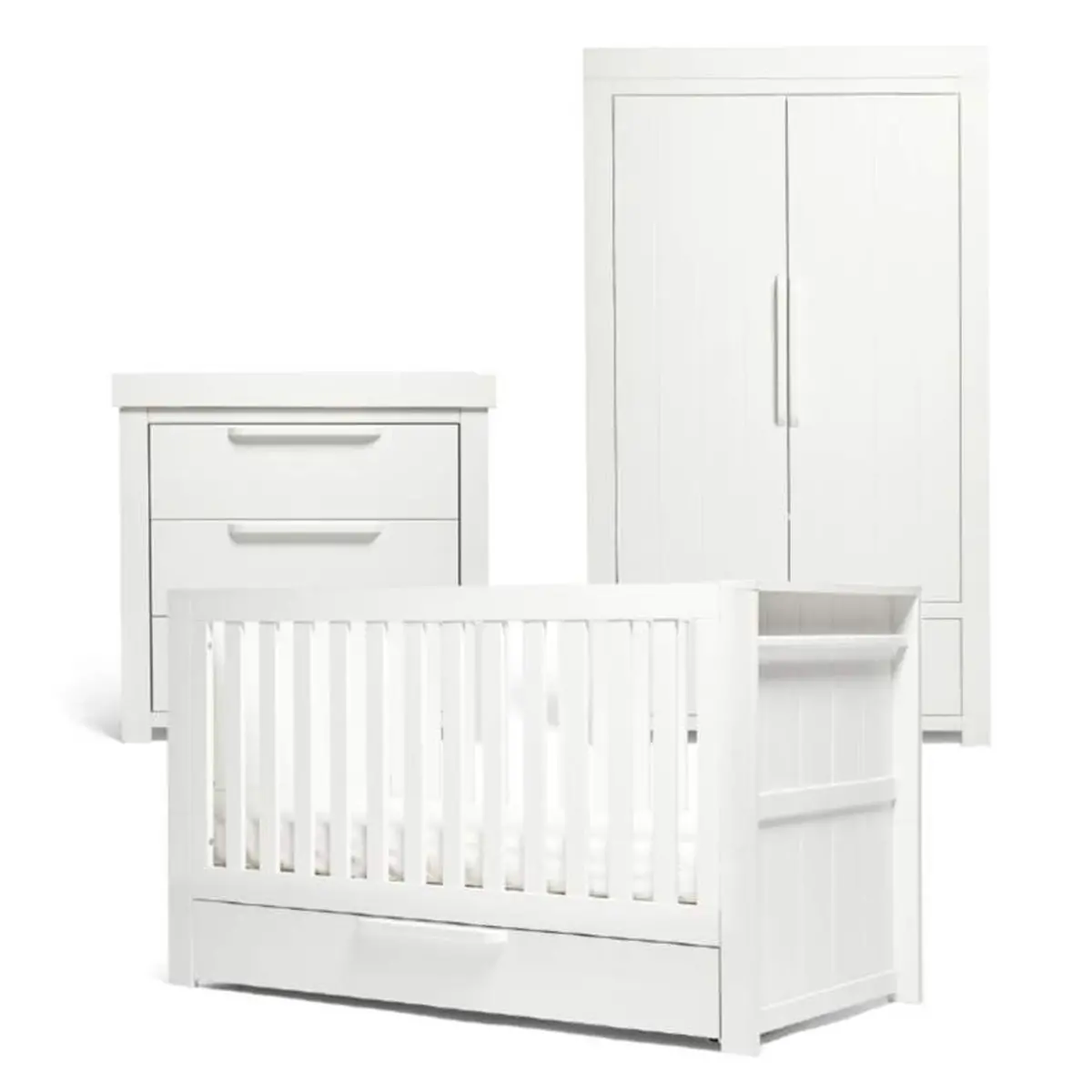 Mamas & Papas Franklin 3 Piece Cot Bed Roomset White Wash 1