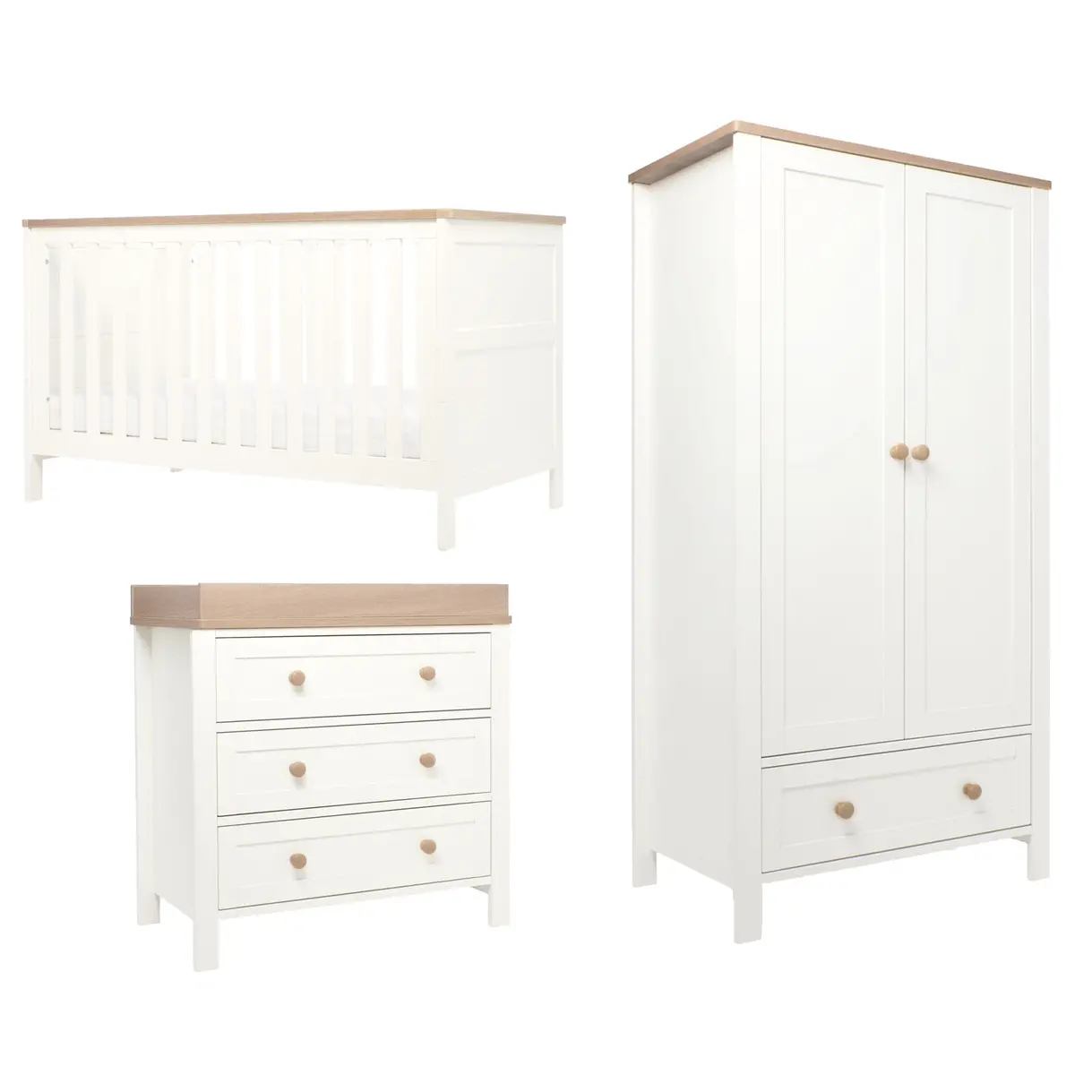 Mamas & Papas Wedmore 3 Piece Cotbed Range In White/Natural 1