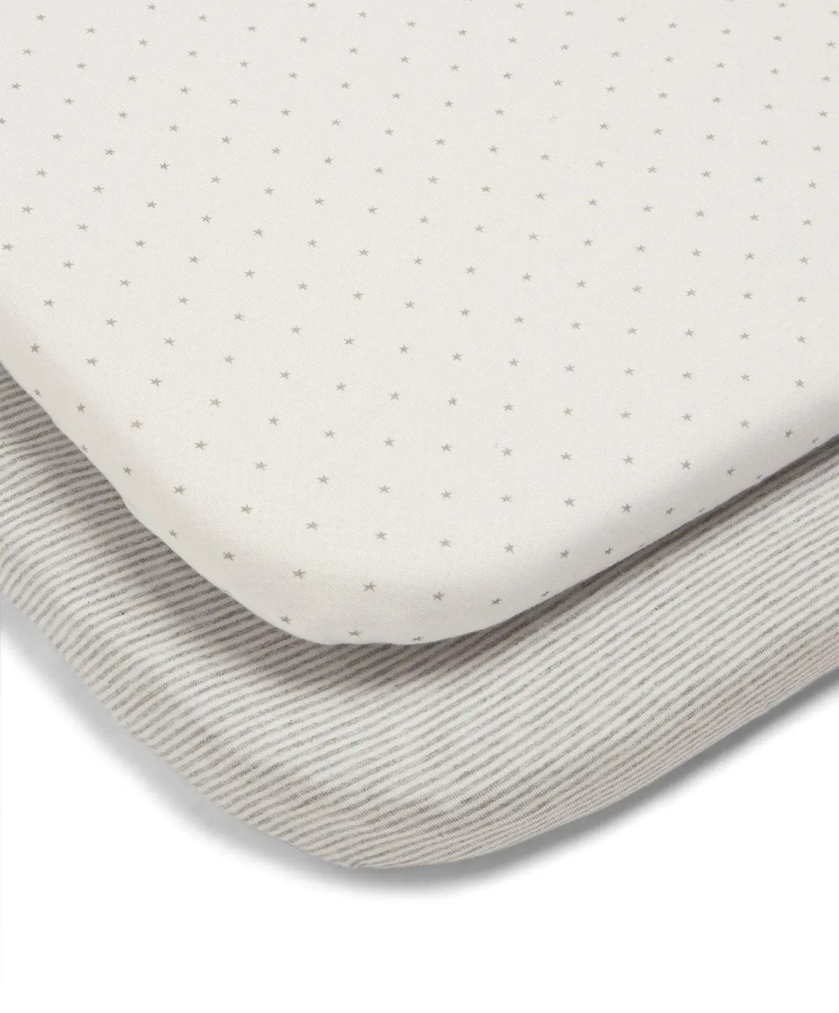 Mamas & Papas 2 Universal Crib Fitted Sheets - Grey Star/Stripe 1