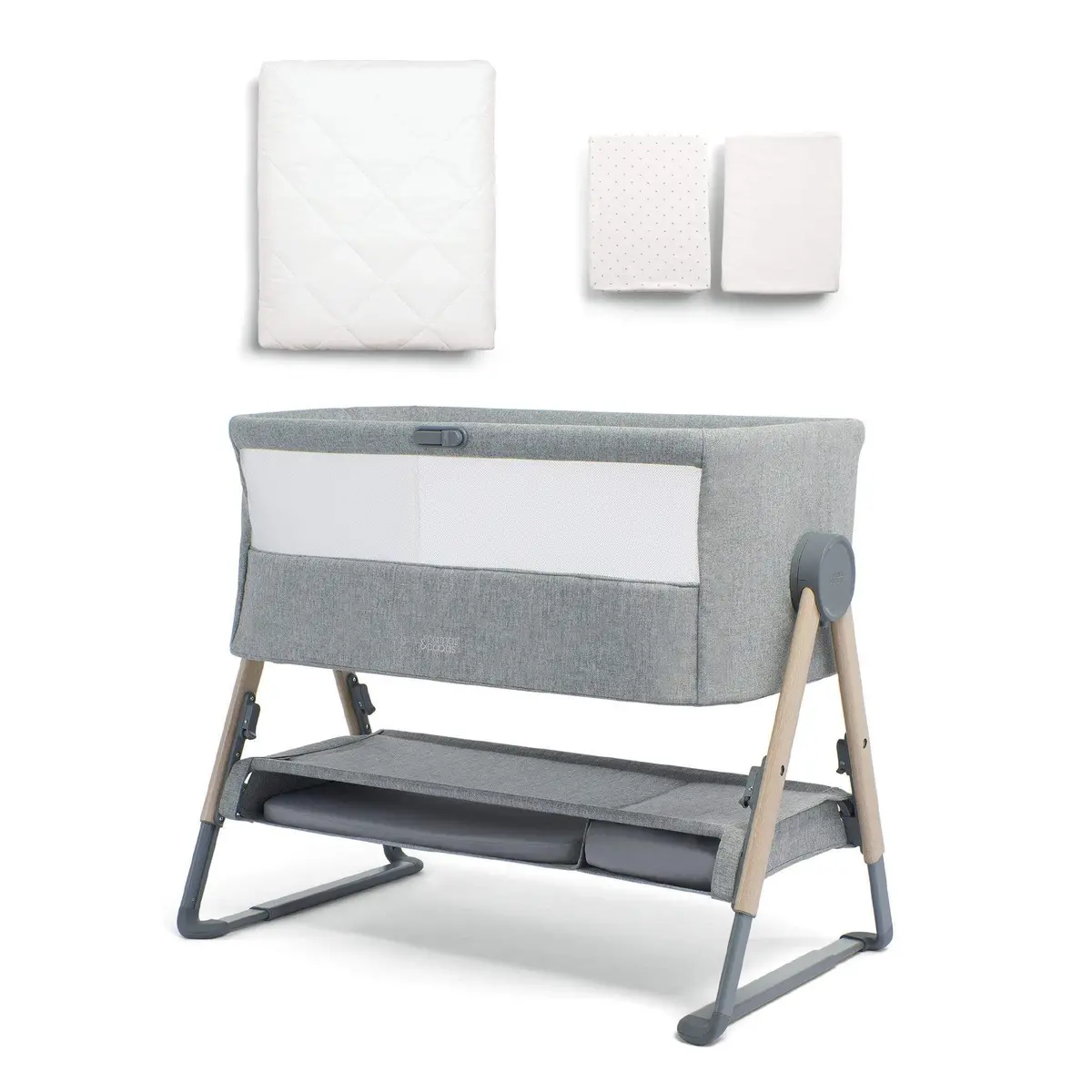 Mamas & Papas Lua Bedside Crib Star/Stripe Bundle 1