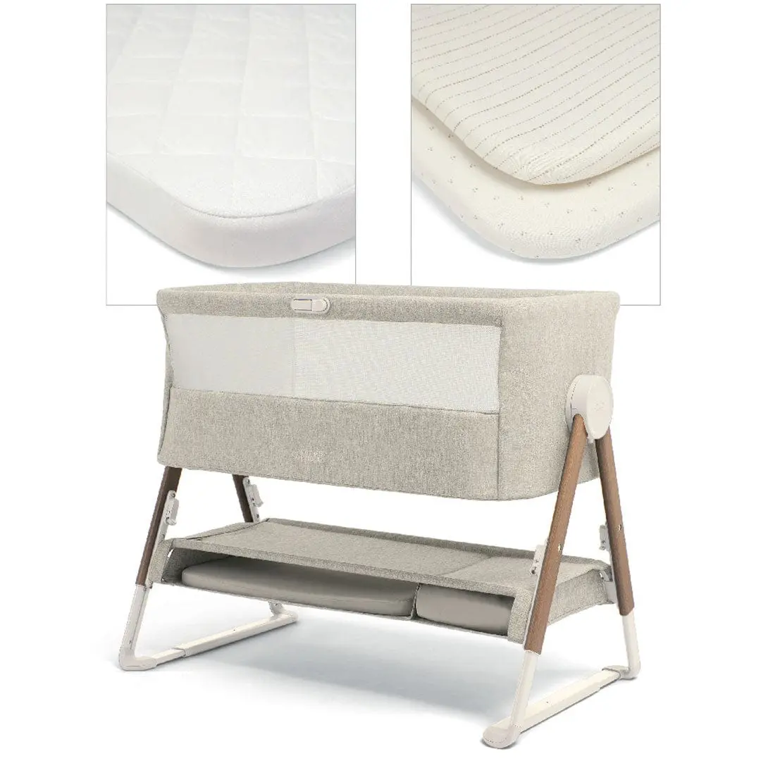 Mamas & Papas Lua Fawn Bedside Crib Oat Bundle 1