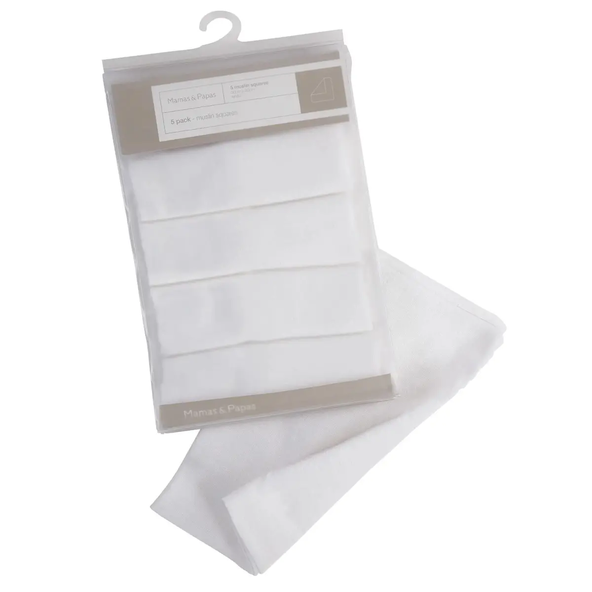 Mamas & Papas 5 Pack Of Muslin Squares - White 1