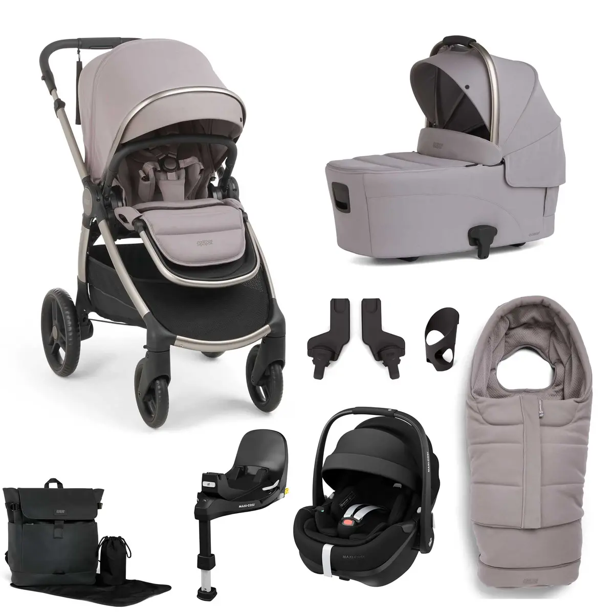 Mamas & Papas Ocarro 2 Complete 8 Piece Pebble 360 Pro 2 Bundle In Moonstone Grey 1