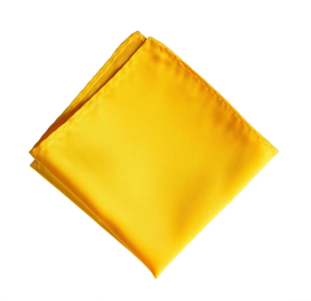 Marigold Pocket Square. Medium Yellow Solid Color Satin Finish, No Print 1