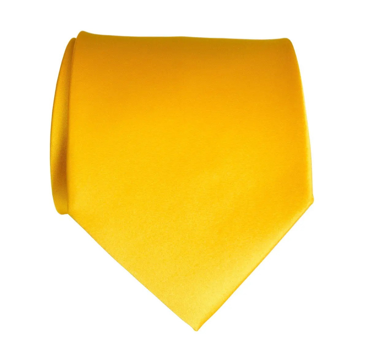 Marigold Necktie. Medium Yellow Solid Color Satin Finish Tie, No Print 1