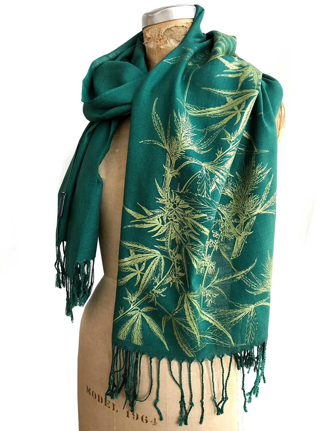 Cannabis Pashmina Scarf. Marijuana Leaf Printed Bamboo Scarf 1