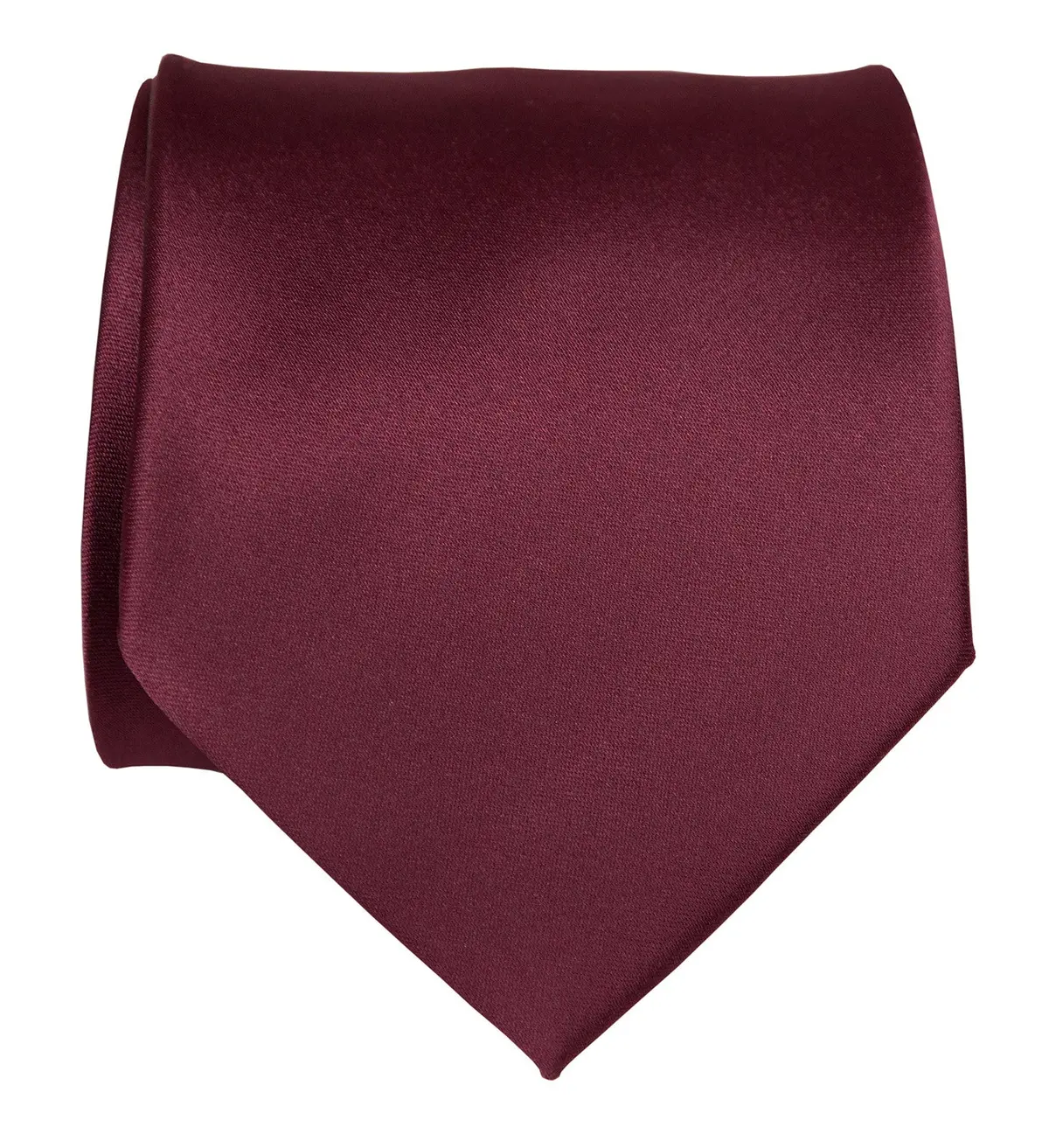 Maroon Necktie. Solid Color Dark Red Satin Finish Tie, No Print 1