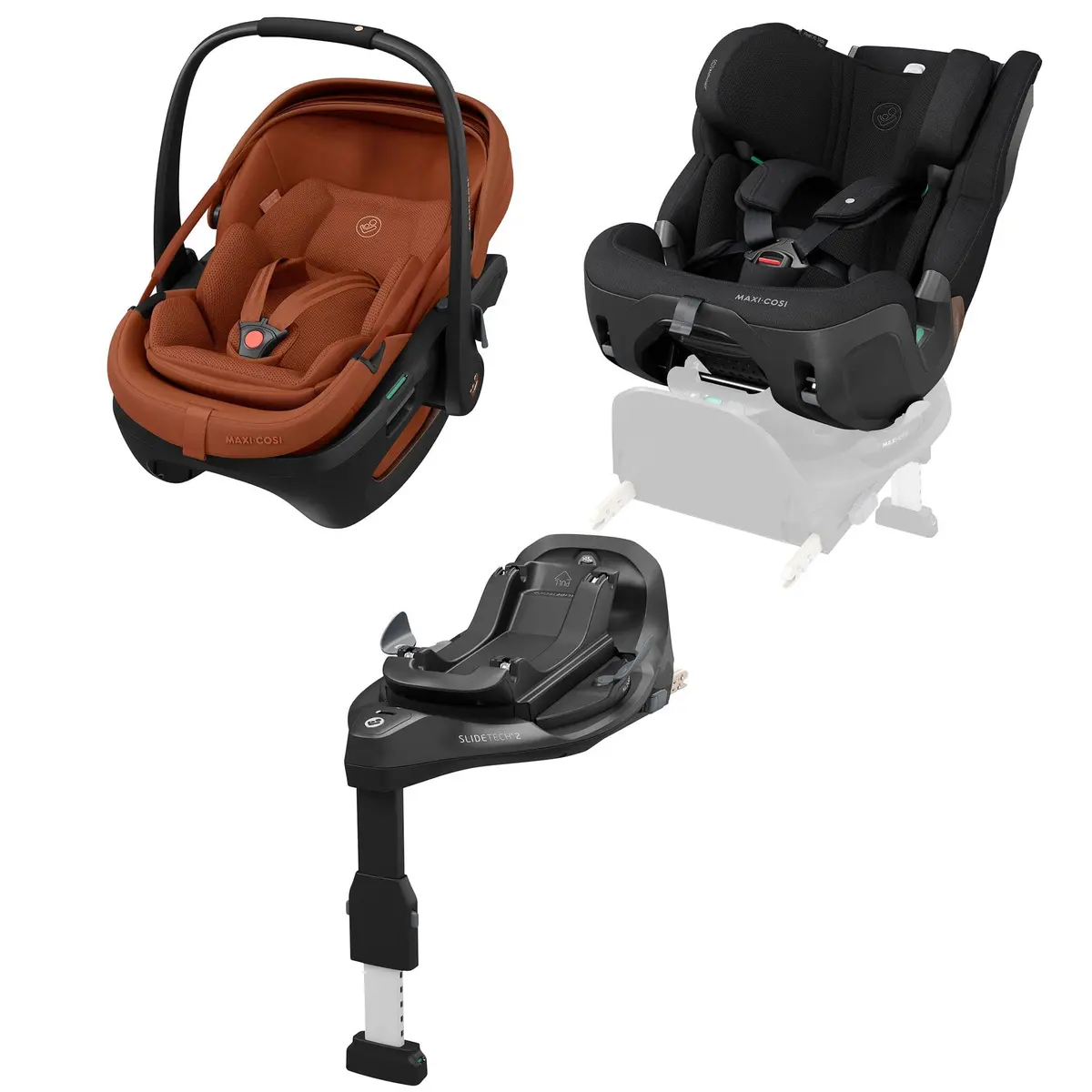 Maxi-Cosi Coral Slide Pro, Pearl Xl Slide Pro & Base Bundle - Copper Terra 1