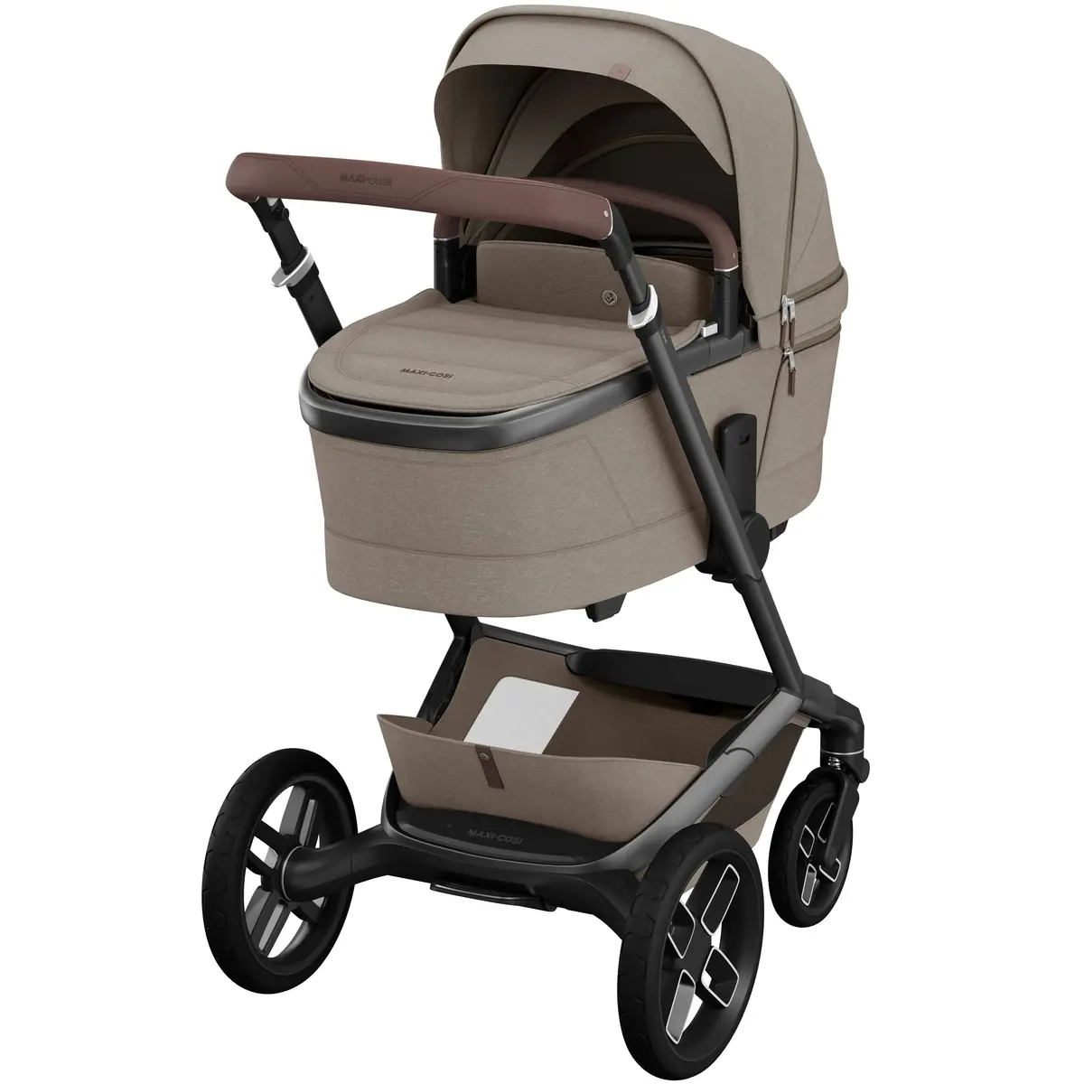 Maxi-Cosi Fame Pram With Carrycot In Twillic Truffle (Black Wheels) 2