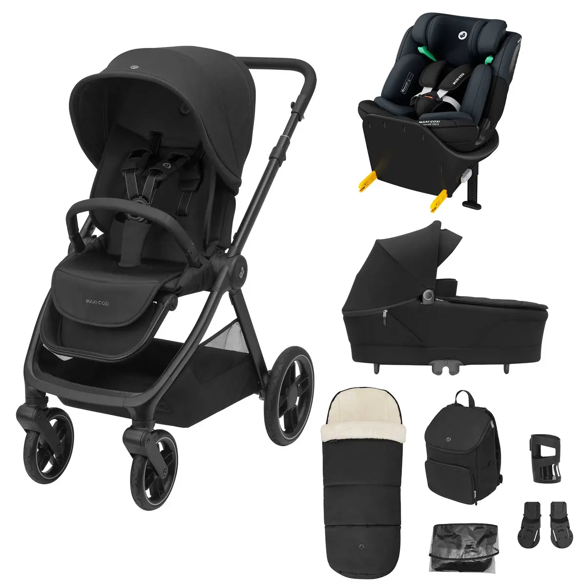 Maxi-Cosi Oxford+ 8 Piece Emerald 360S Bundle - Twillic Black 1