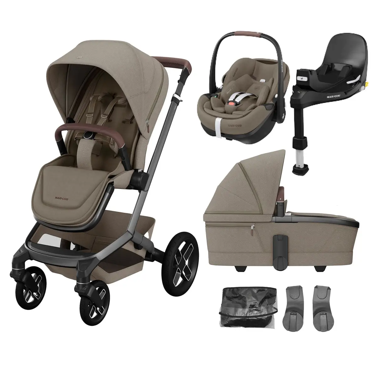 Maxi-Cosi Fame Travel System In Twillic Truffle (Black Wheels) 1