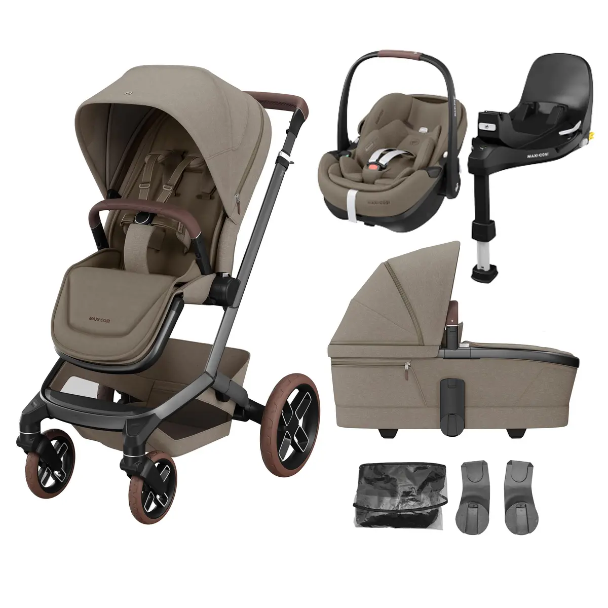 Maxi-Cosi Fame Travel System In Twillic Truffle (Brown Wheels) 1